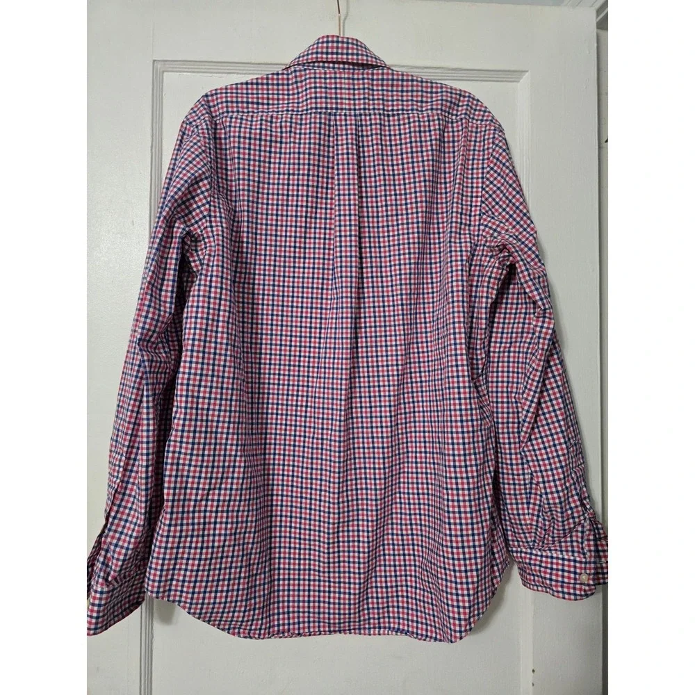 Polo Ralph Lauren Men L Shirt‎ White Red Blue Plaid Cotton Button Up